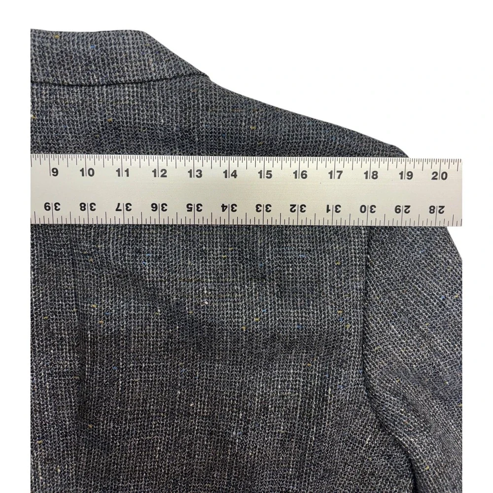 vtg Pierre Cardin 40R Double Breasted Tweed Blazer Jacket Blue Gray Fleck USA
